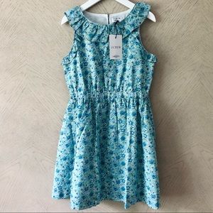 J Crew Liberty of London Fabric Sleeveless Dress in Blue & Green Floral, Size 7